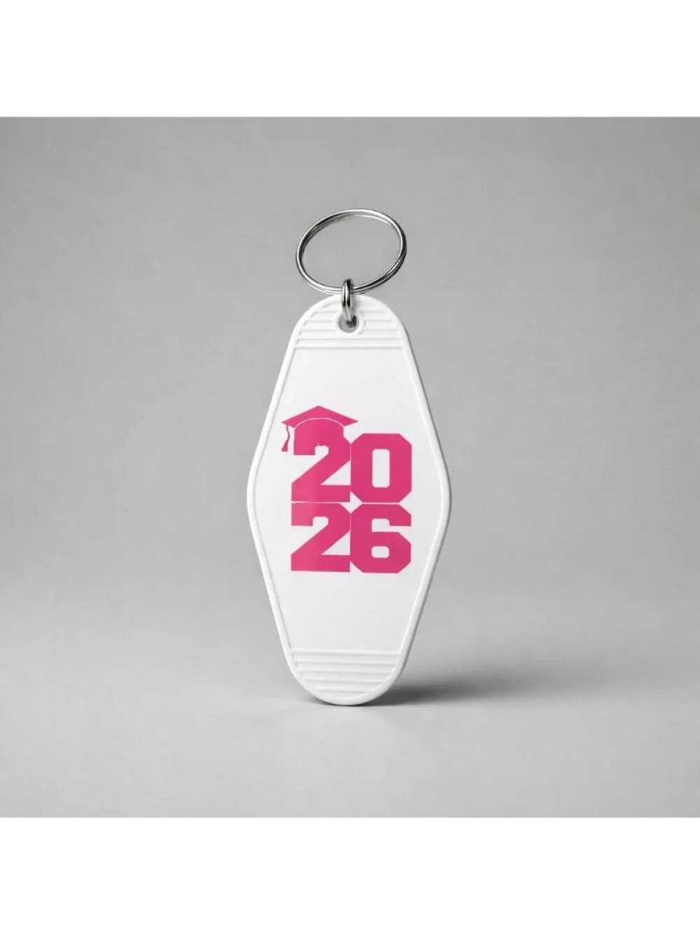 Graduation Year 2026 Pink & White Retro Motel Keychain